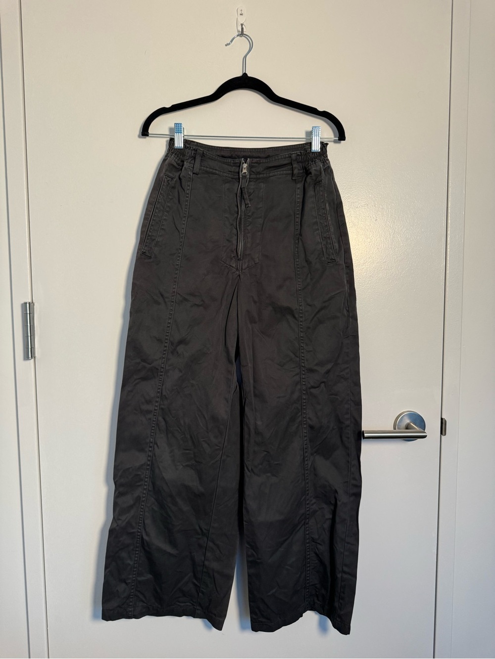 SKIMS Wide Leg Pants in Charcoal Gray